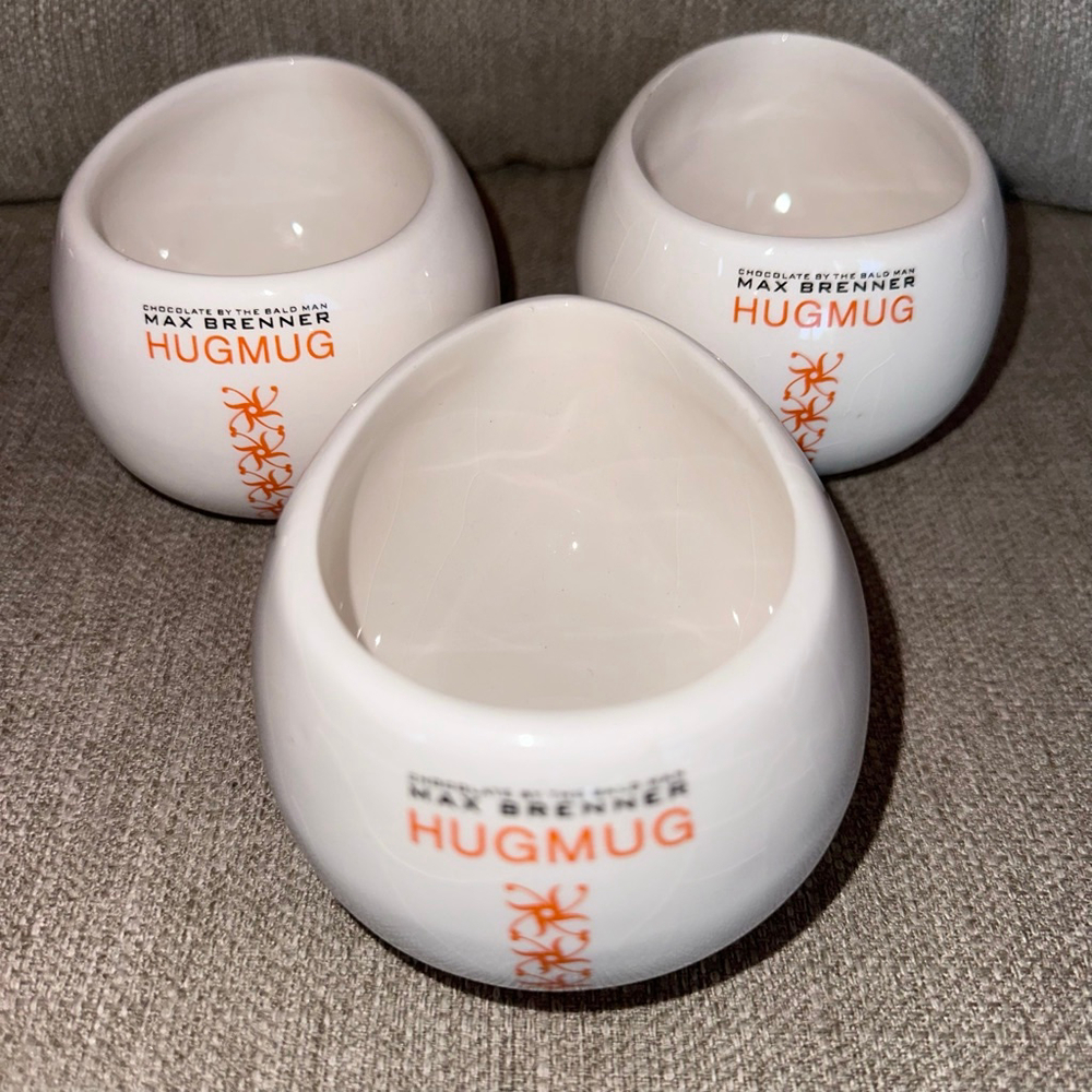 EUC Hug Mug Max Brenner Chocolate By The Bald Man Ceramic Tea Coffee Cup Set/3
